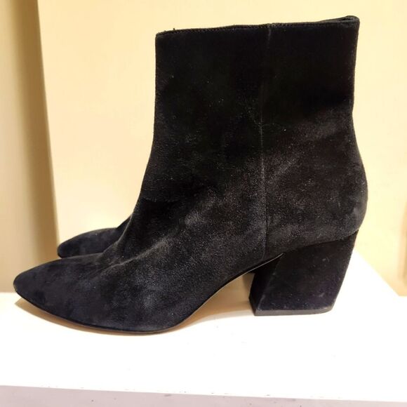 Botkier "Sasha" Black Luxe Suede Chunk Heel Ankle Boots sz.8 MSRP $265 - Picture 1 of 10